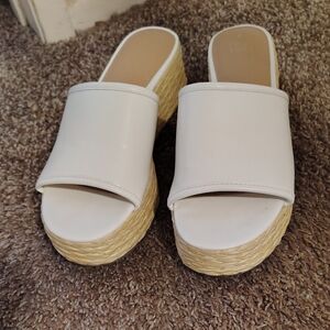 Women's White Wedge Sandals, Size 8